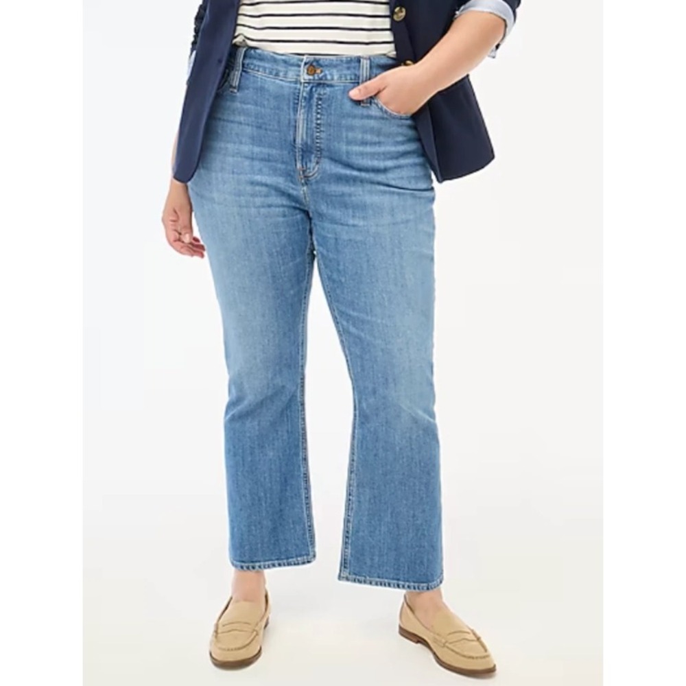 J. Crew‎ Mid Rise Flare Crop Jeans Stretch Denim Dark Wash 28